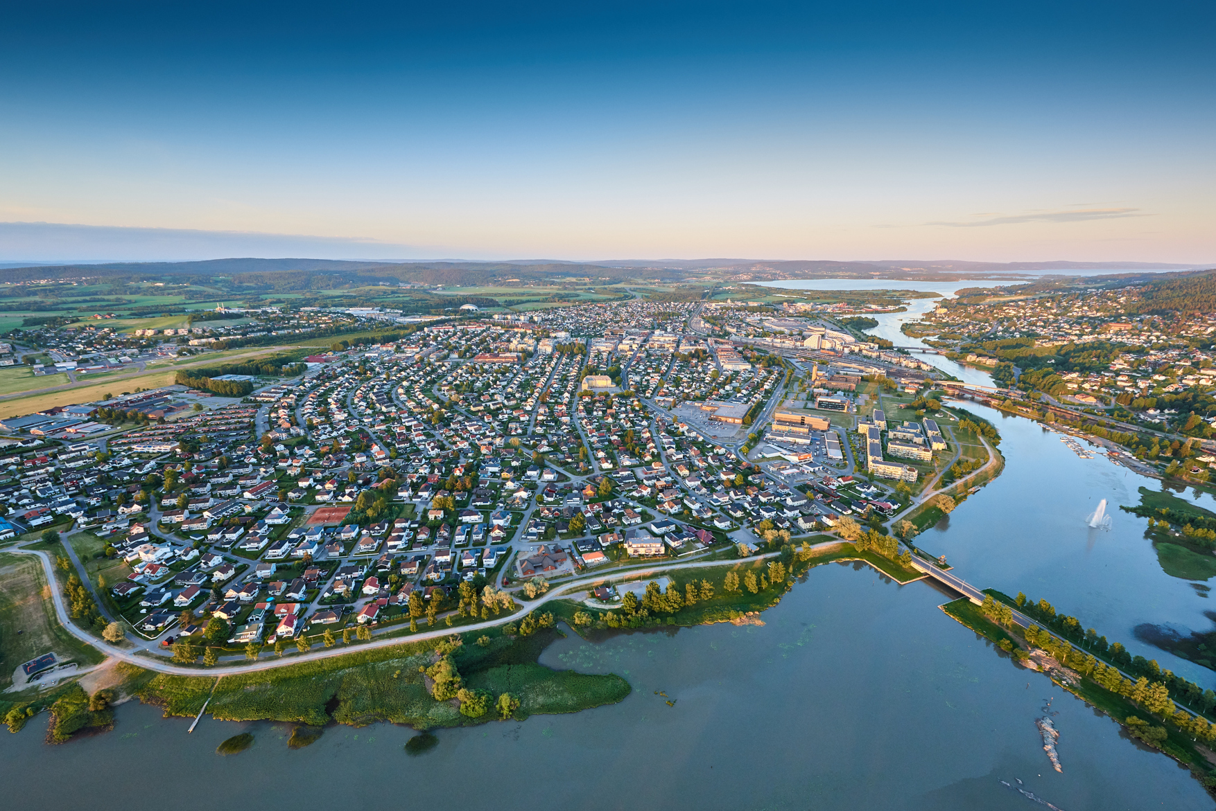 Lillestrøm - dronebilde mot syd